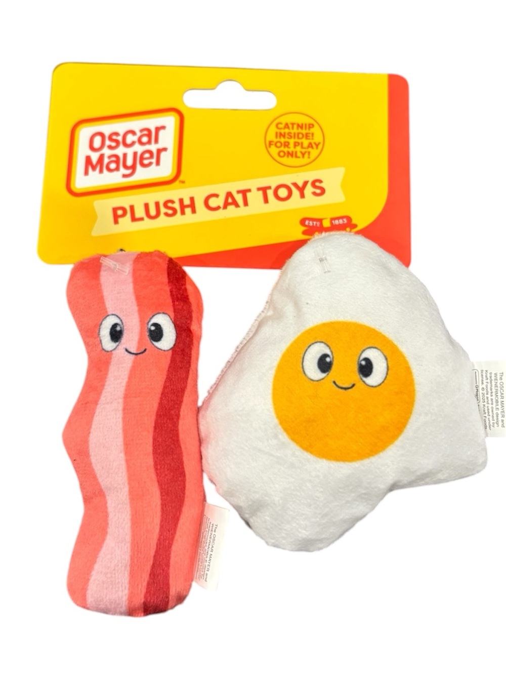 Oscar Mayer Plush Cat Toys - White & Pink (Bacon and Egg) NEW